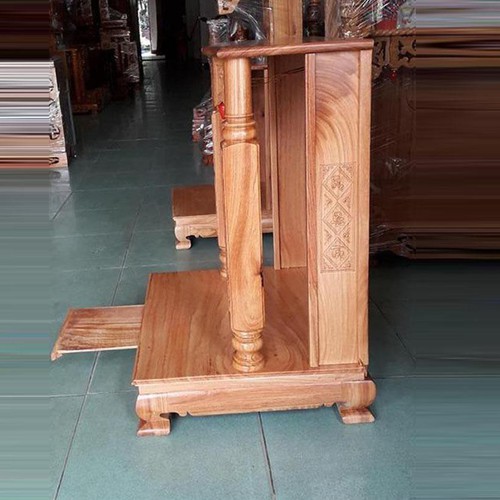 Bàn thờ Thần Tài Ông Địa gỗ gõ đỏ cột vuông